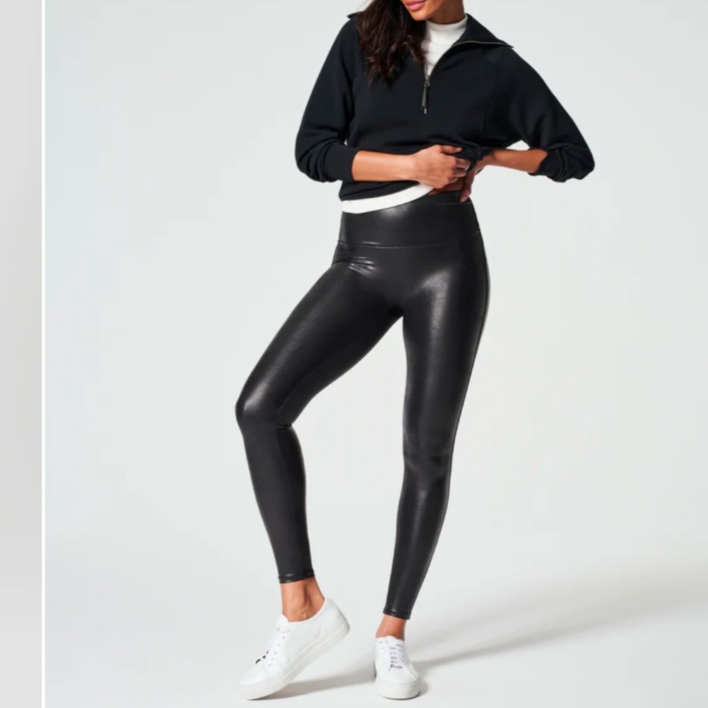 SpanxShape Faux Leather Leggings Black Spanx Shape XL Petite NEW with tag!